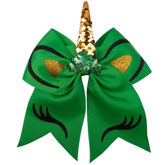 NEW Green Fashion Unicorn Hair Bow - Picture 1 of 2